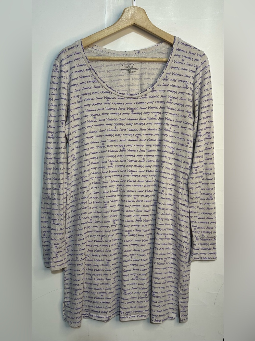 Victoria's Secret Purple Print Graphic Shirt Gown Large